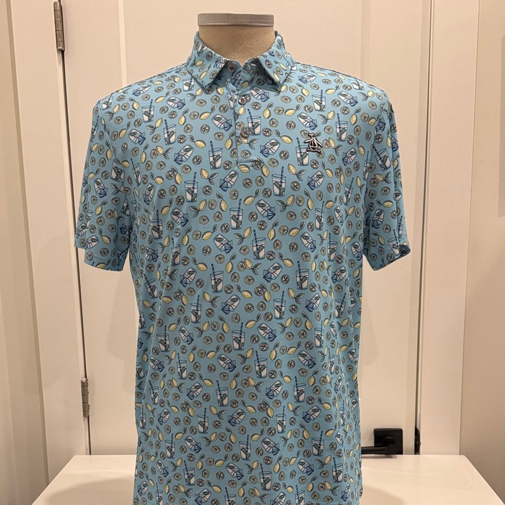 Original Penguin Light Blue Graphic Polo Shirt